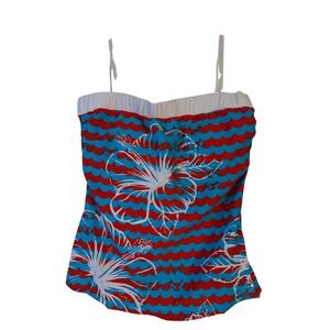 Hapari Classic Bandeau Tankini Top XL Capri White Tropical Hibiscus SPF 50+ NEW